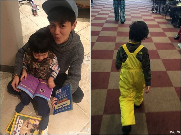 鹿晗抱著等等。