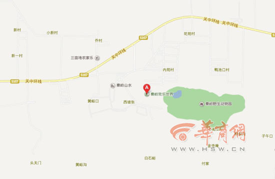 A處為事故發(fā)生地點(diǎn)“秦嶺歡樂(lè)世界”。