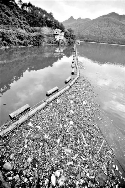 7月7日，廣西賀州市賀江合面獅段被污染的水域。據(jù)新華社