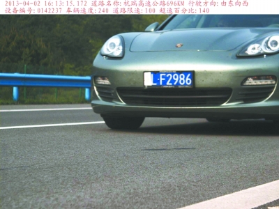 　保時(shí)捷飆車被拍瞬間。湖北省高警總隊(duì)供圖