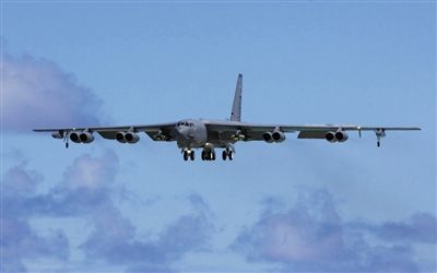 美軍B-52戰(zhàn)略轟炸機(jī)。其為韓三大核保護(hù)傘之一。
