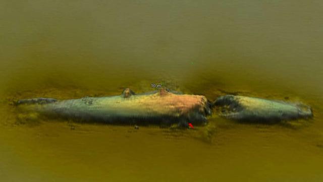 圖為U-78潛艇的聲納掃描圖。