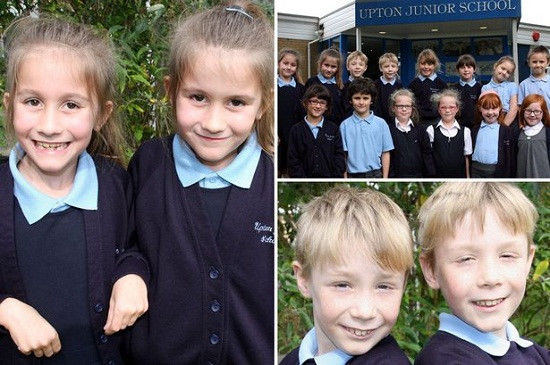 英國又有7對雙胞胎進(jìn)入了同一所小學(xué)，讓人看花了眼。