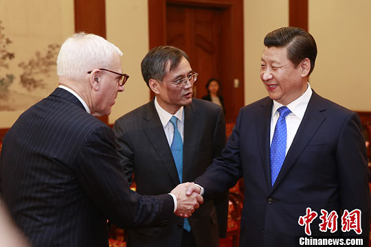 10月23日，中國國家主席習近平在北京釣魚臺國賓館會見清華大學經(jīng)濟管理學院顧問委員會海外委員。