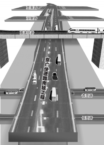 在與南四環(huán)交叉口設(shè)置全互通立交，跨越豫一路、中州大道后和繞城高速銜接，在中州大道和繞城高速建設(shè)組合立