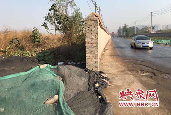 一墻之隔，一邊是道路，一邊是垃圾和荒草，市民質(zhì)疑其為遮羞墻。