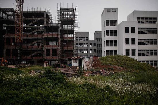 2014年7月11日，安徽省宿州市蕭縣，荒棄的政府新辦公樓前荒草一片。 澎湃新聞 楊一 圖