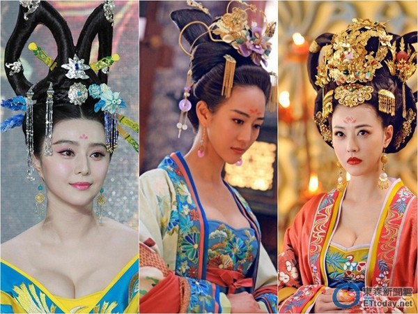 范冰冰、張鈞甯、周海媚，在《武媚娘》中爆乳演出