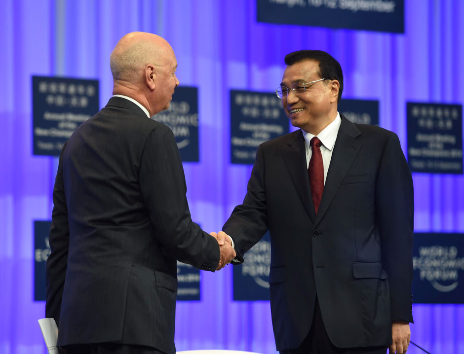 李克強(qiáng)總理出席夏季達(dá)沃斯論壇并發(fā)表開(kāi)幕式致辭。