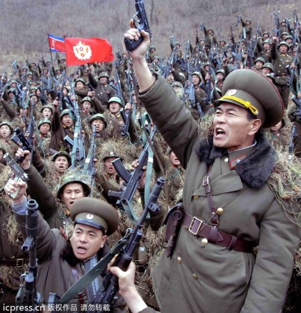 　朝鮮人民軍士兵戰(zhàn)意高昂。