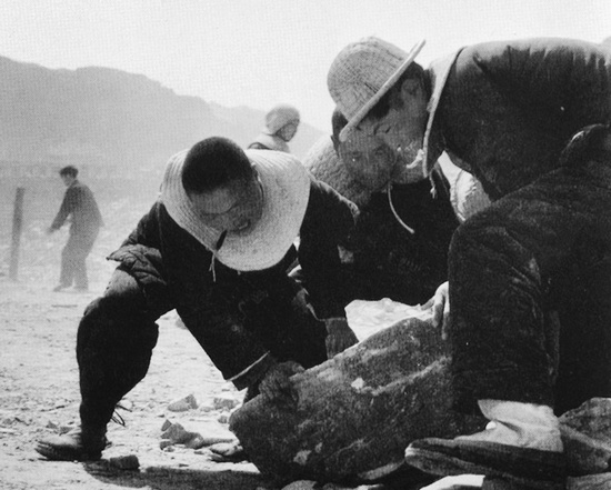 抬石頭，多少人手上都磨出了老繭